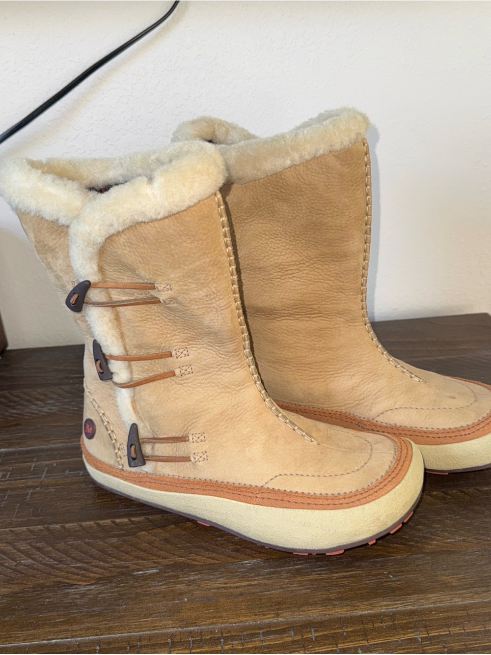 Merrell Tan Shearling-Trim Winter Boots